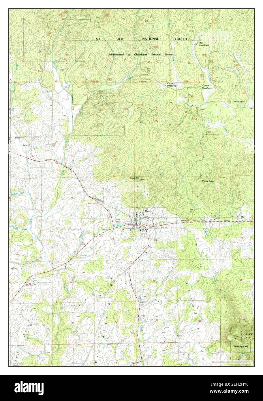 Deary, Idaho, map 1994, 124000, United States of America by Timeless