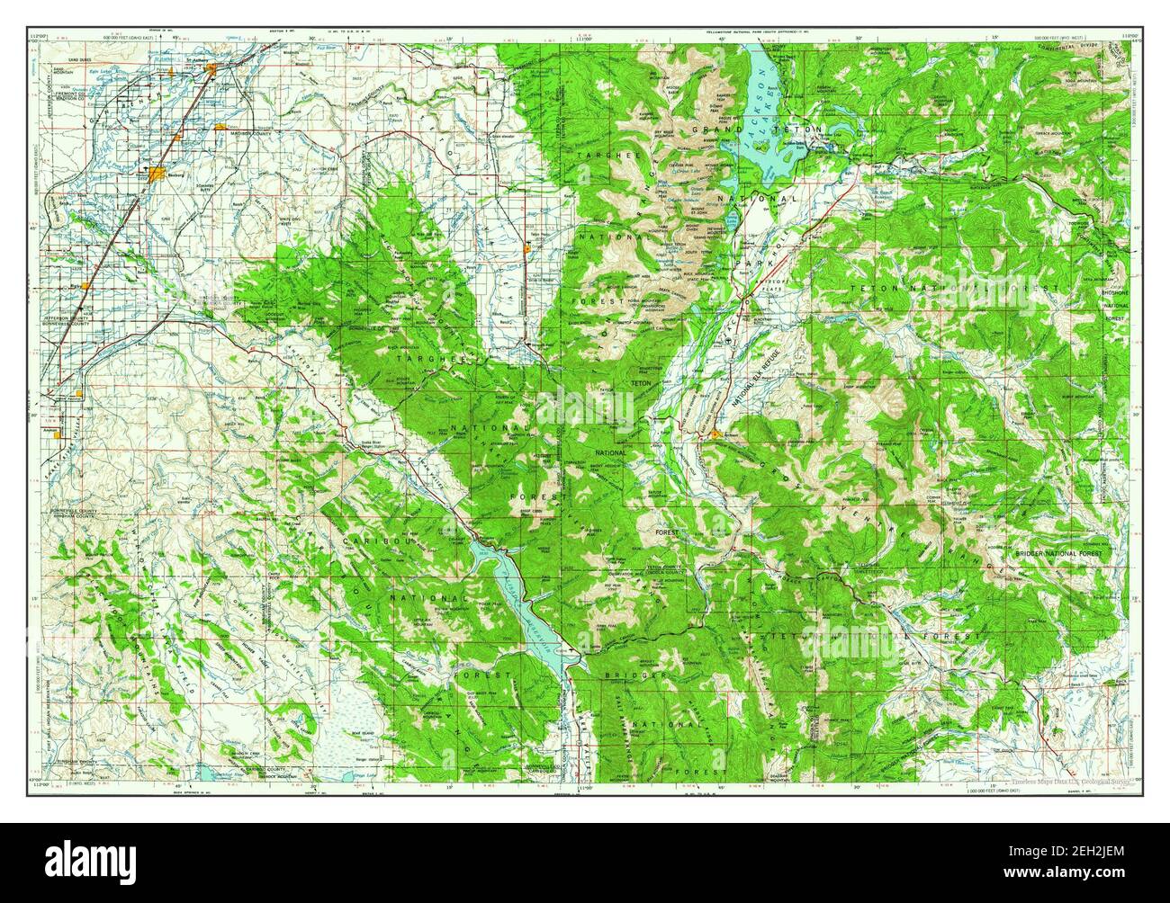 Driggs, Idaho, map 1962, 1:250000, United States of America by Timeless Maps, data U.S. Geological Survey Stock Photo