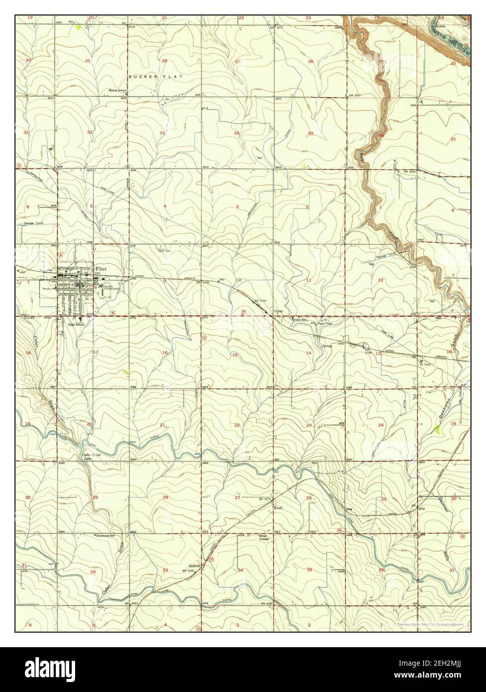 Filer, Idaho, map 1950, 124000, United States of America by Timeless Maps, data U.S. Geological
