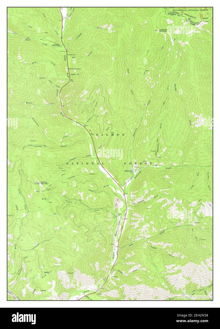 Gibbonsville, Idaho, map 1966, 1:24000, United States of America by Timeless Maps, data U.S. Geological Survey Stock Photo