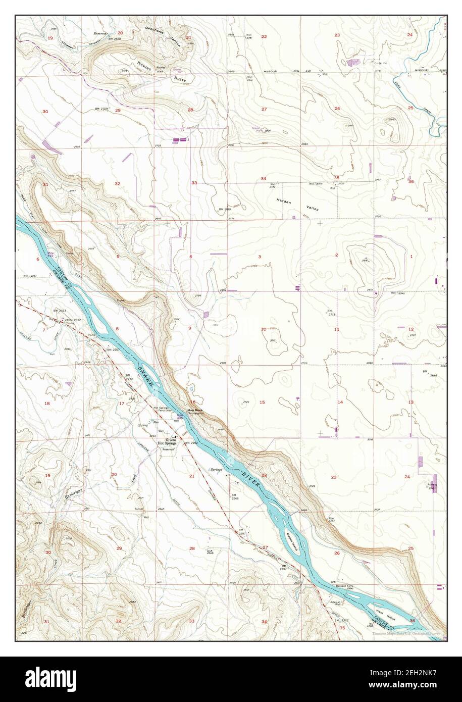 Givens Hot Springs, Idaho, map 1958, 124000, United States of America