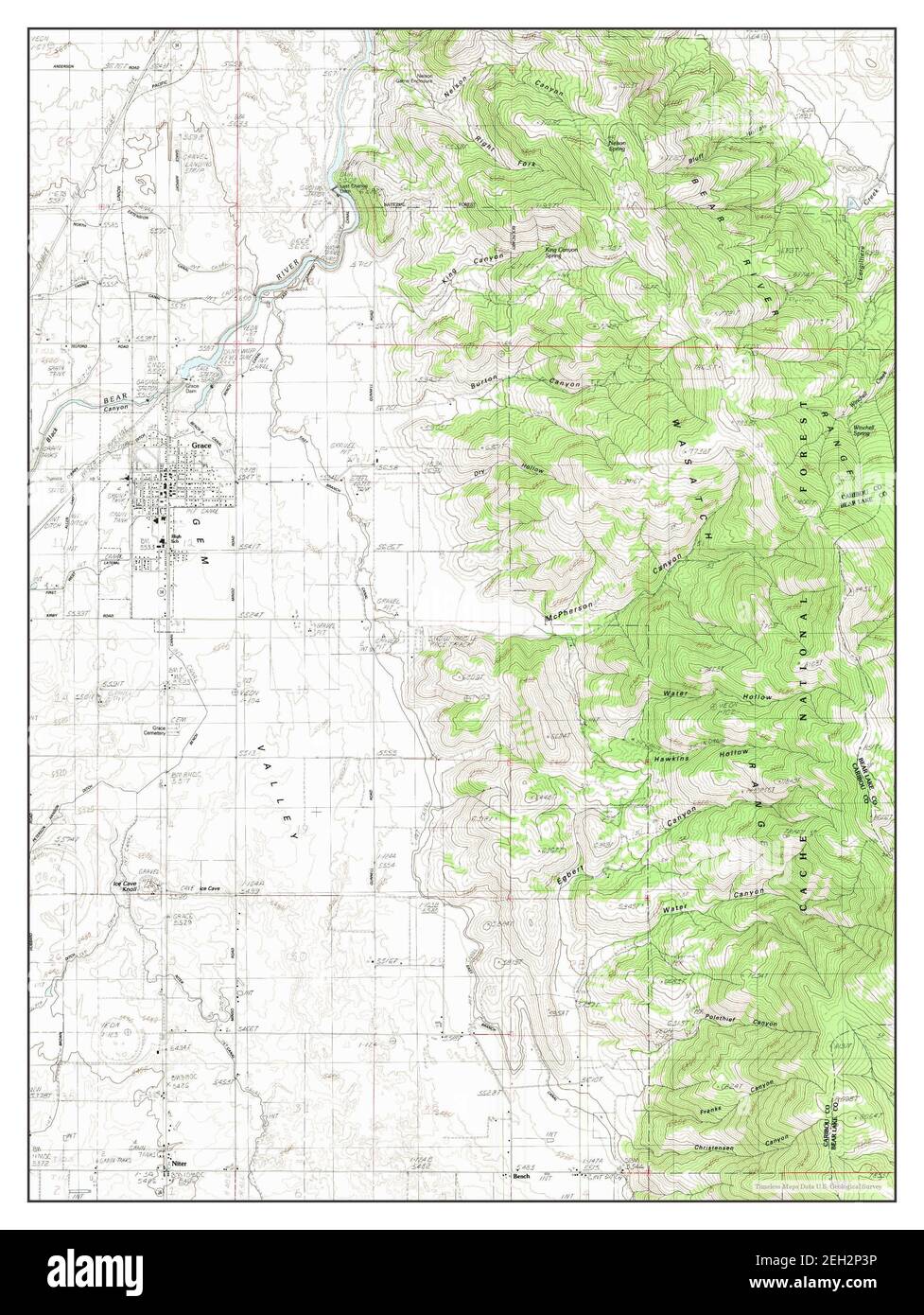 Grace, Idaho, map 1982, 124000, United States of America by Timeless