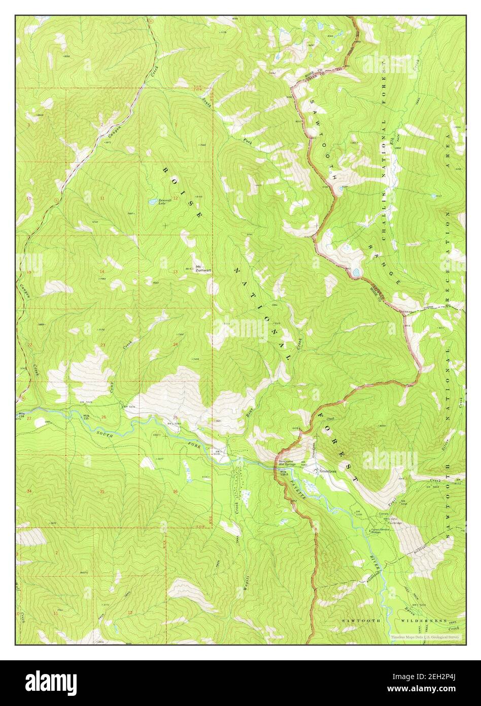 Grandjean, Idaho, map 1972, 124000, United States of America by