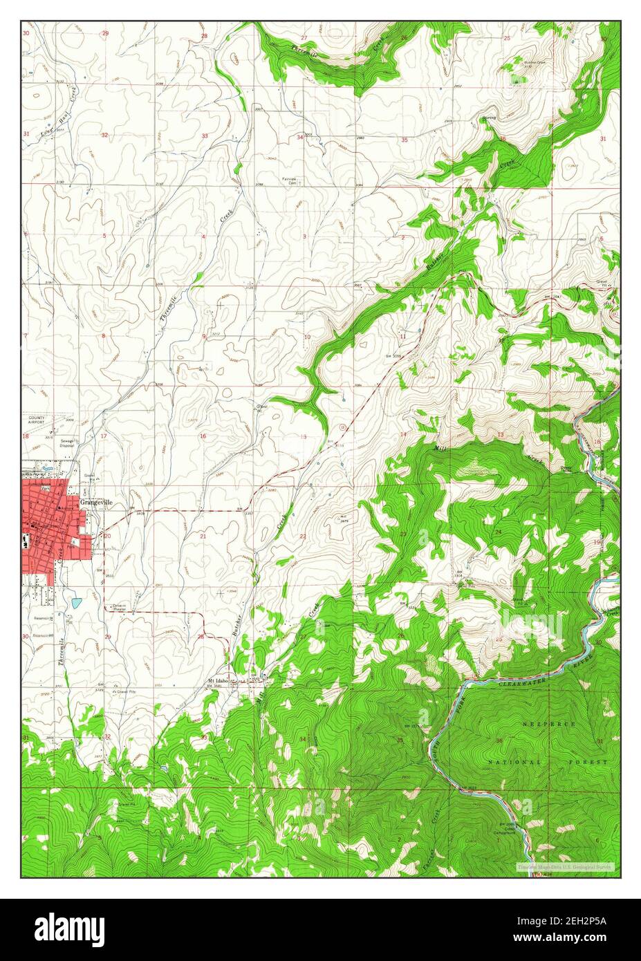 Grangeville East, Idaho, map 1963, 1:24000, United States of America by Timeless Maps, data U.S. Geological Survey Stock Photo