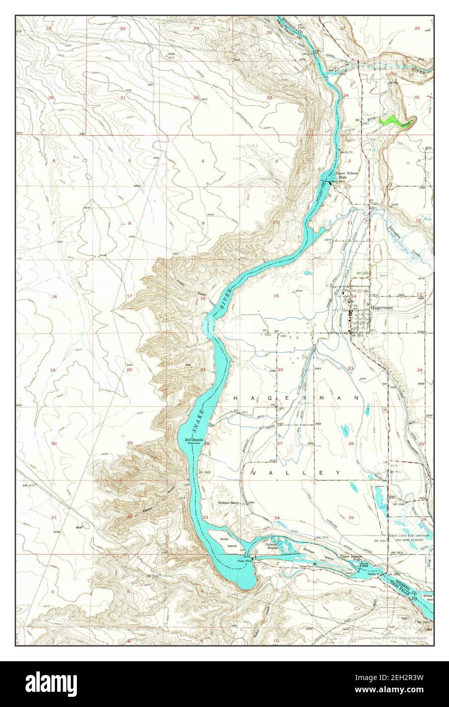 Hagerman, Idaho, map 1949, 1:24000, United States of America by Timeless Maps, data U.S. Geological Survey Stock Photo