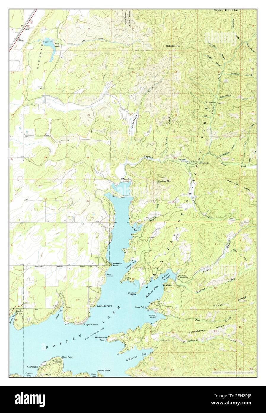 Hayden Lake, Idaho, map 1961, 1:24000, United States of America by Timeless Maps, data U.S. Geological Survey Stock Photo