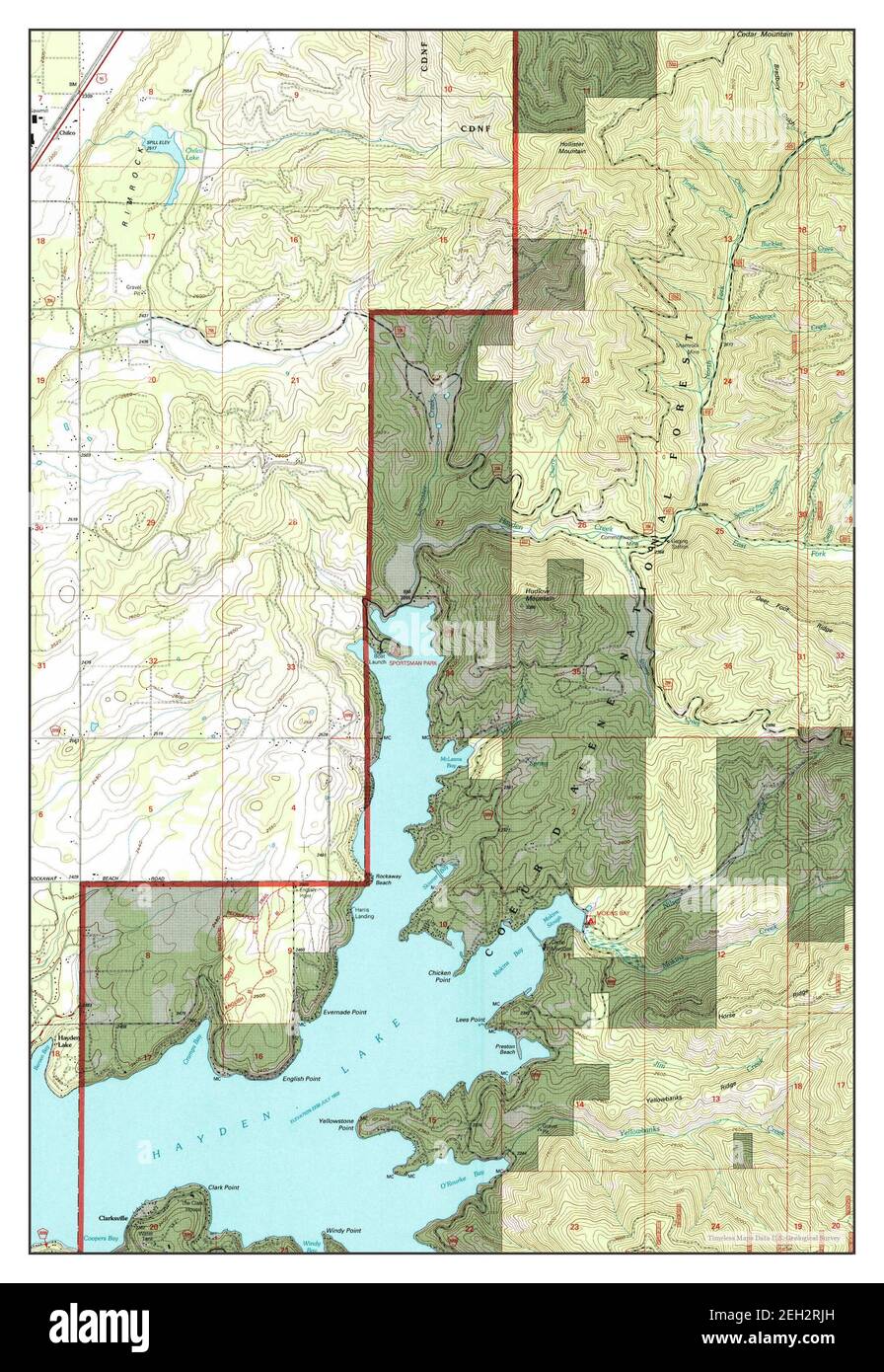 Hayden Lake, Idaho, map 1996, 1:24000, United States of America by Timeless Maps, data U.S. Geological Survey Stock Photo