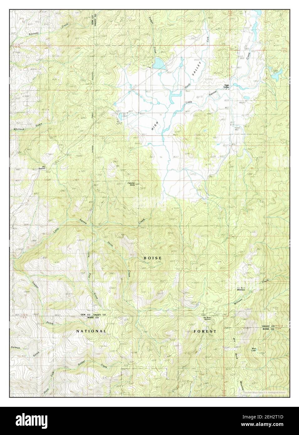 High Valley, Idaho, map 1985, 124000, United States of America by Timeless Maps, data U.S