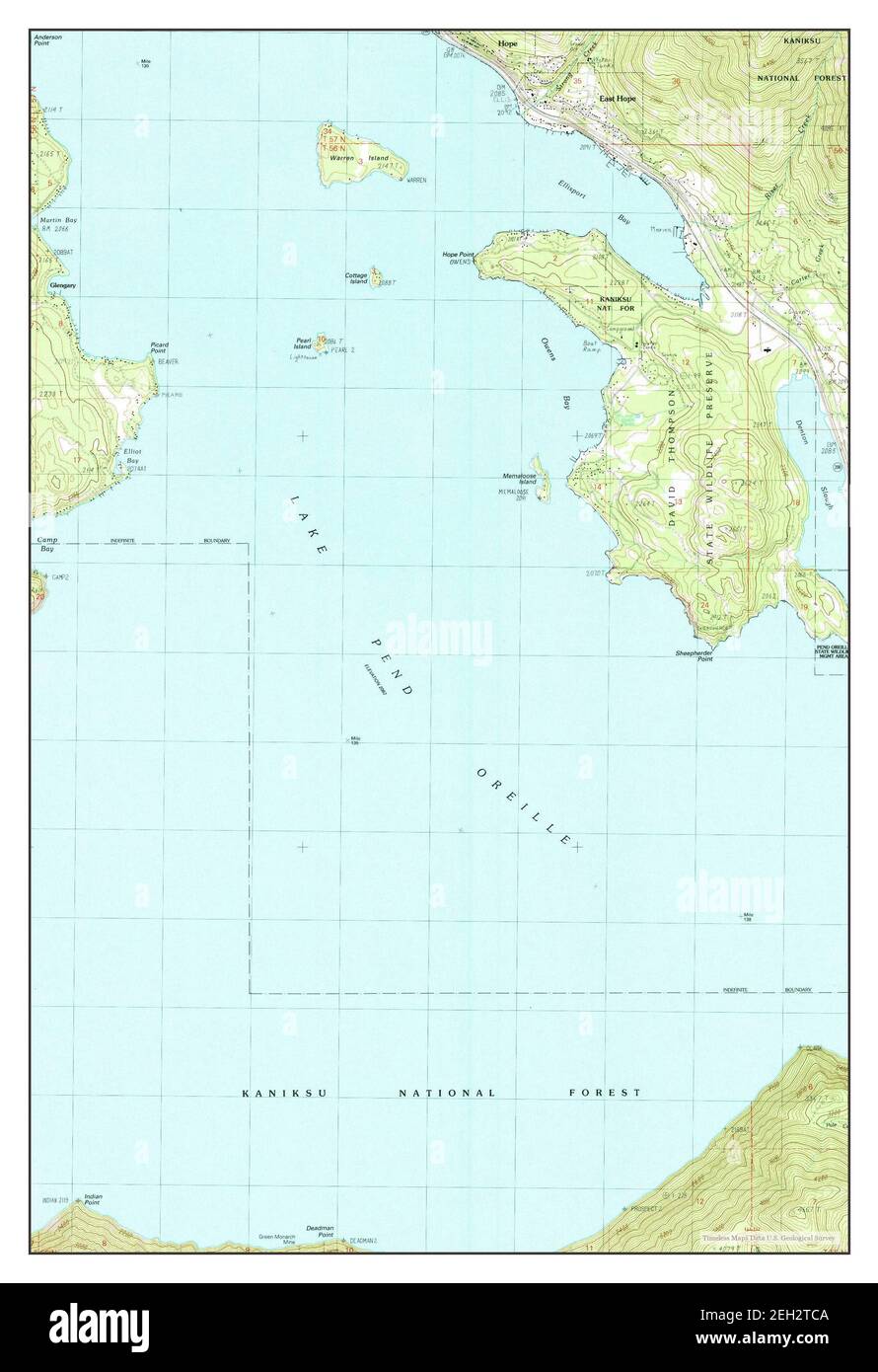 Hope, Idaho, map 1989, 124000, United States of America by Timeless Maps, data U.S. Geological