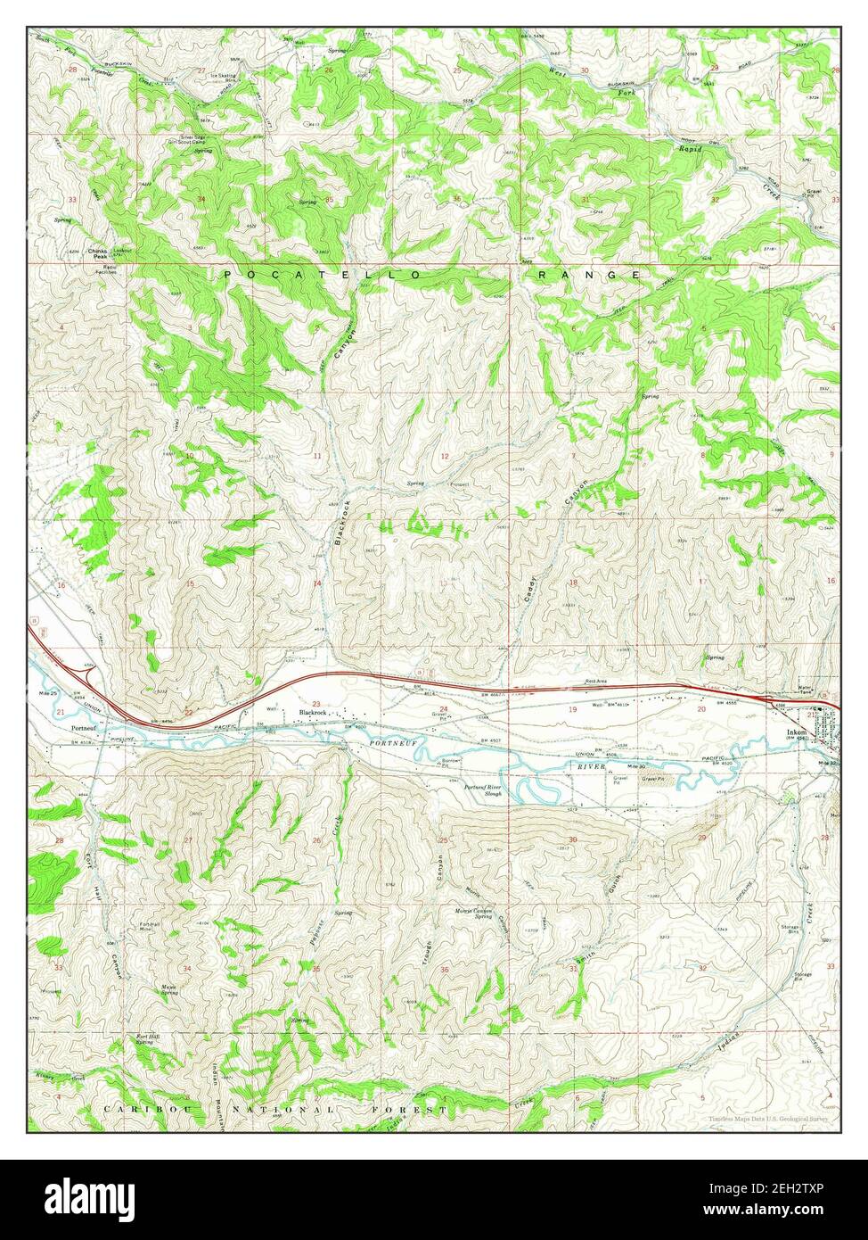 Inkom, Idaho, map 1971, 1:24000, United States of America by Timeless Maps, data U.S. Geological Survey Stock Photo