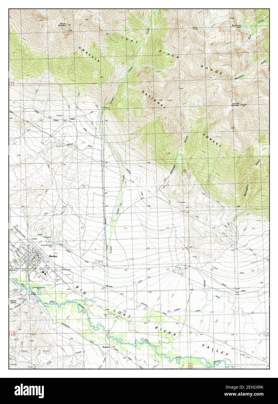 Mackay, Idaho, map 1991, 124000, United States of America by Timeless