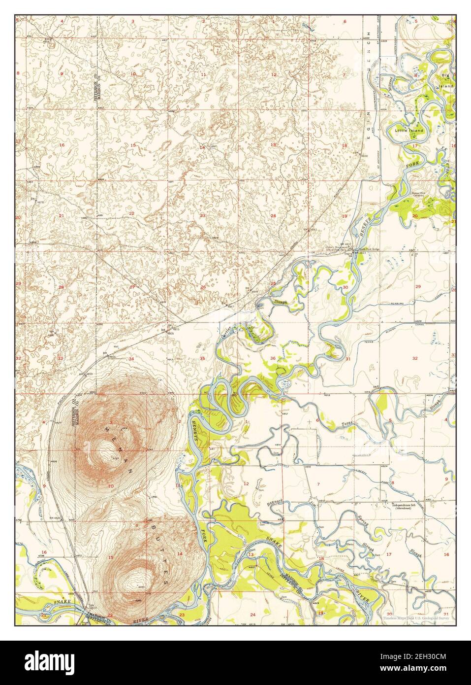 Menan Buttes, Idaho, map 1951, 124000, United States of America by