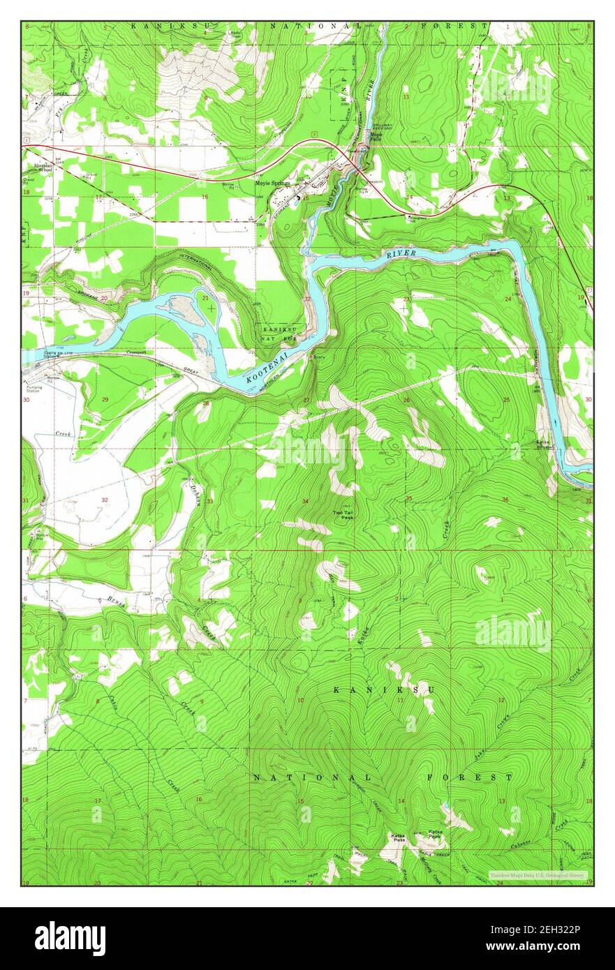 Moyie Springs, Idaho, map 1965, 124000, United States of America by Timeless Maps, data U.S
