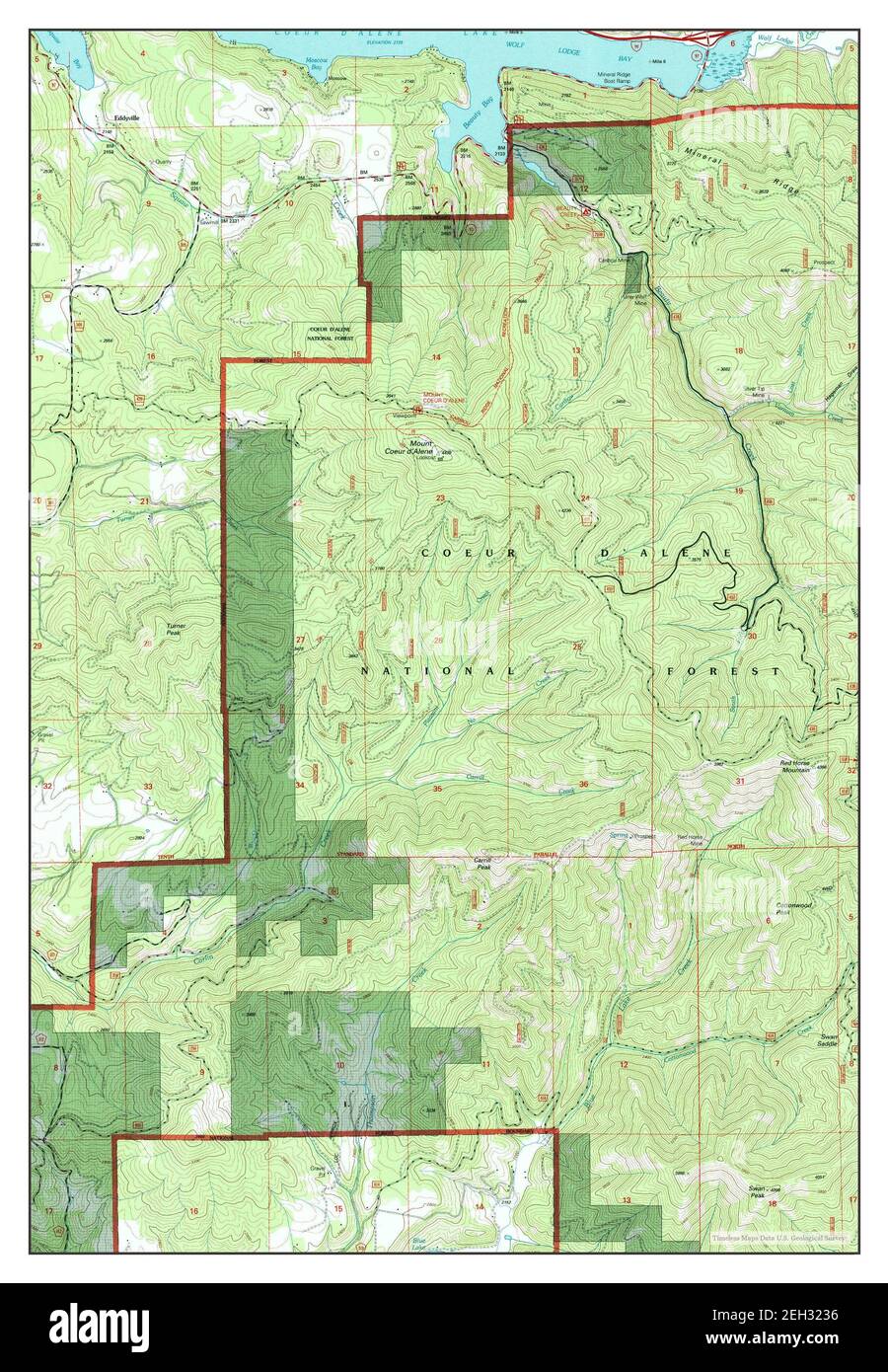 Mount Coeur DAlene, Idaho, map 1996, 1:24000, United States of America by Timeless Maps, data U.S. Geological Survey Stock Photo