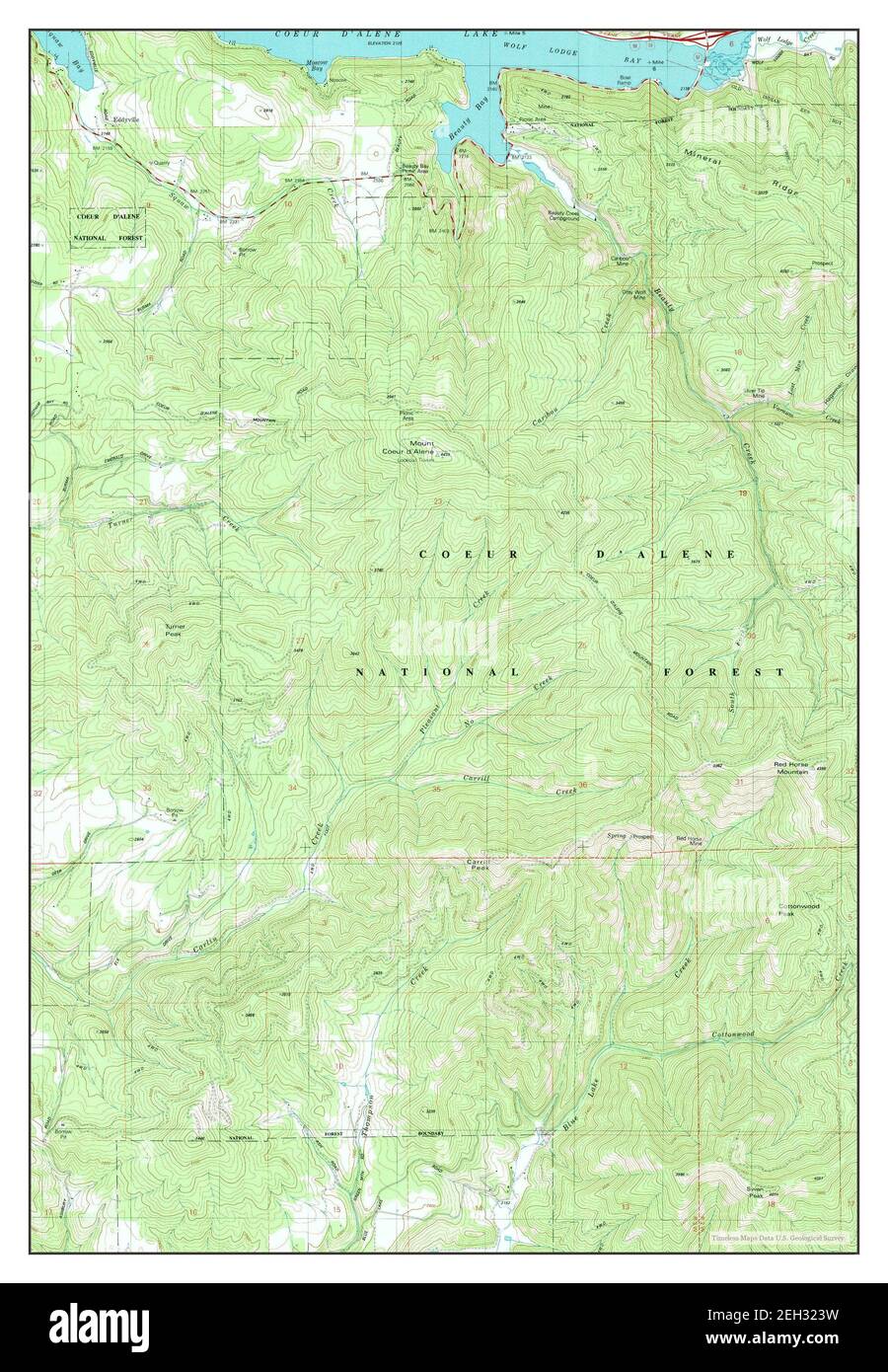 Mount Coeur DAlene, Idaho, map 1981, 1:24000, United States of America by Timeless Maps, data U.S. Geological Survey Stock Photo