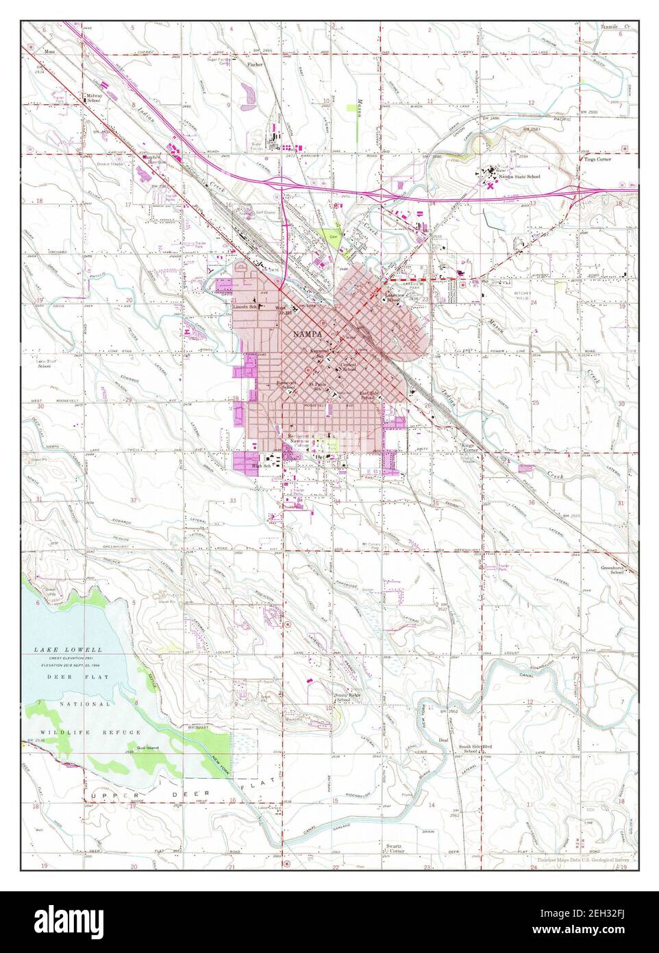 Nampa, Idaho, map 1958, 1:24000, United States of America by Timeless Maps, data U.S. Geological Survey Stock Photo