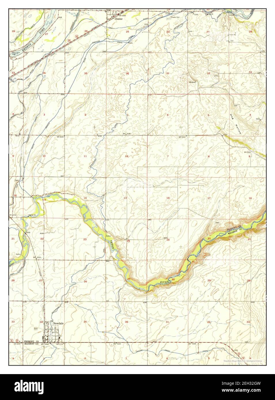 Newdale, Idaho, map 1950, 124000, United States of America by Timeless