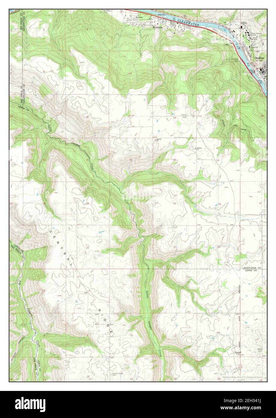 Orofino West, Idaho, map 1967, 1:24000, United States of America by Timeless Maps, data U.S. Geological Survey Stock Photo