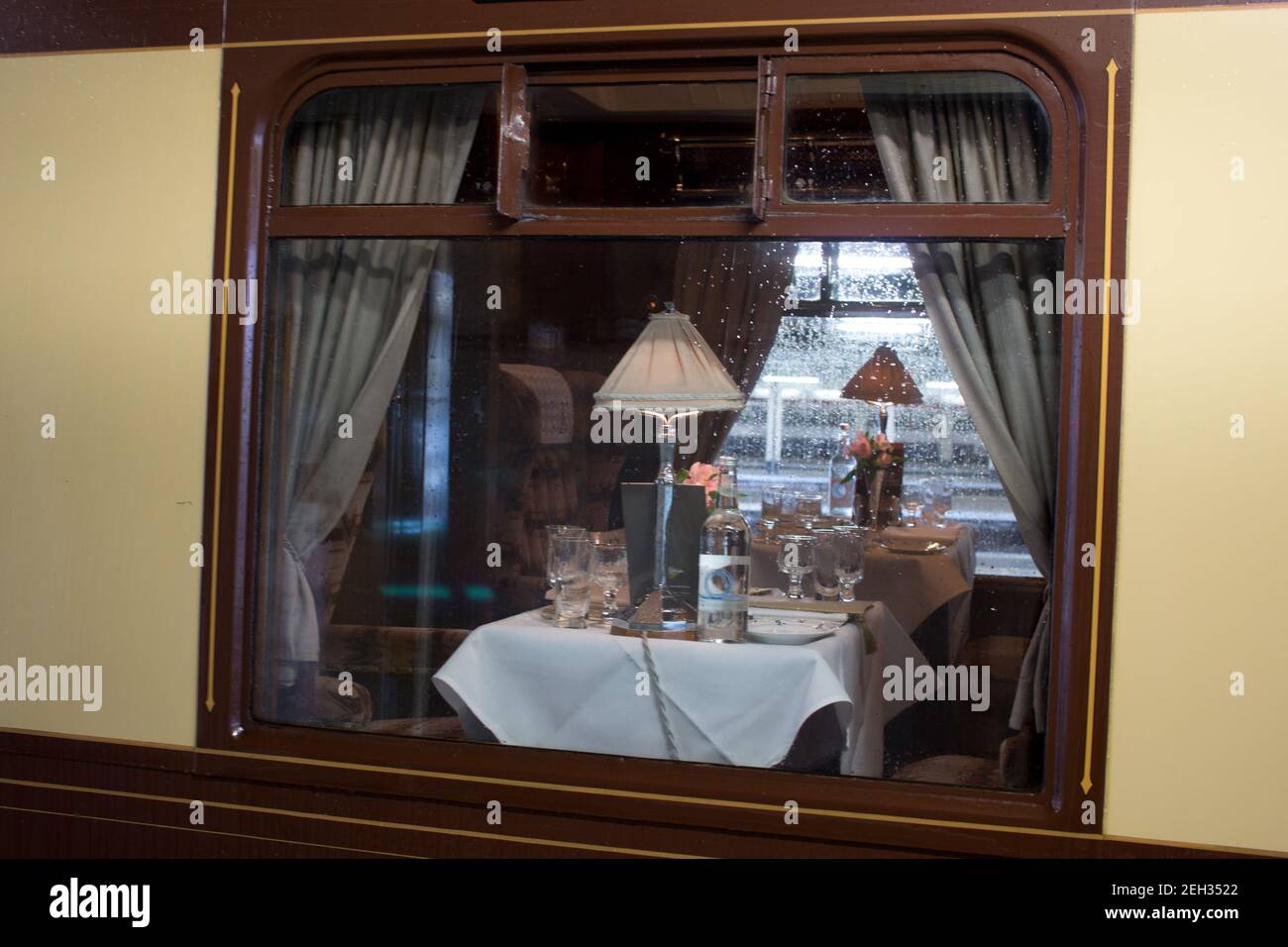 close-up of the window of Pullman railway car Audrey Stock Photo