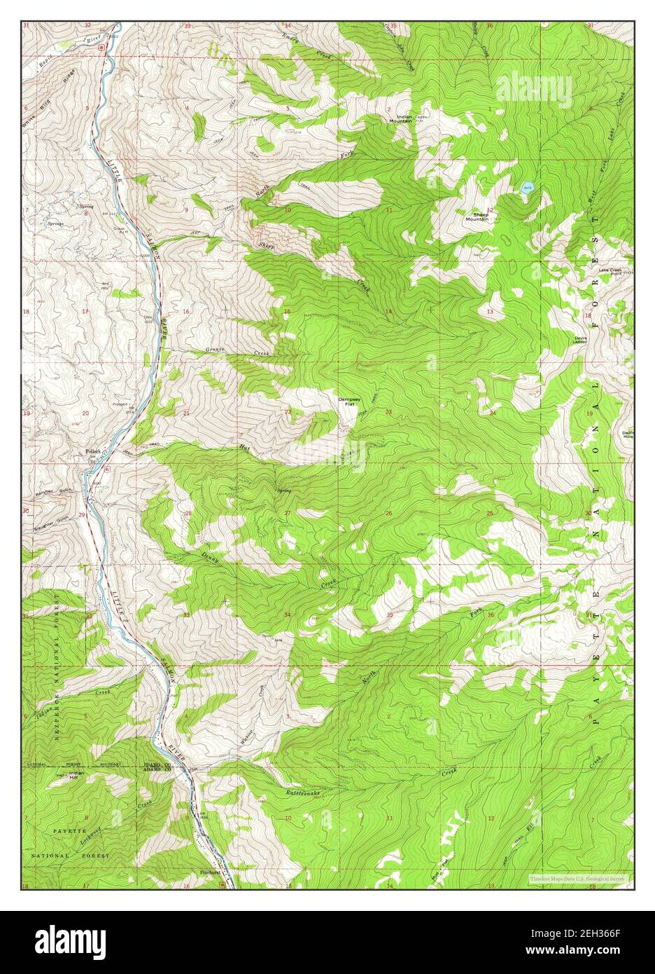 Pollock, Idaho, map 1964, 124000, United States of America by Timeless