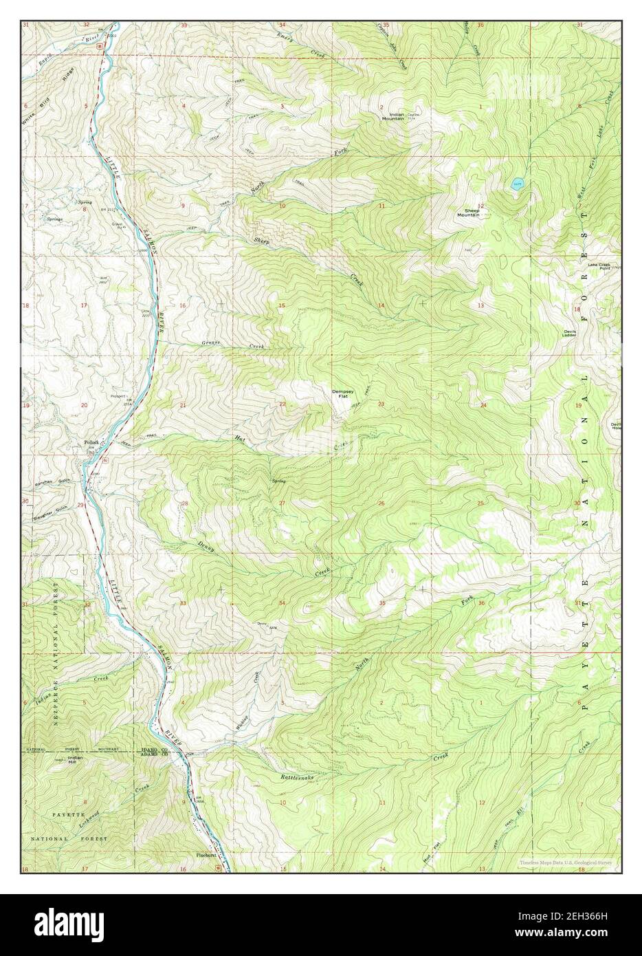 Pollock, Idaho, map 1964, 124000, United States of America by Timeless