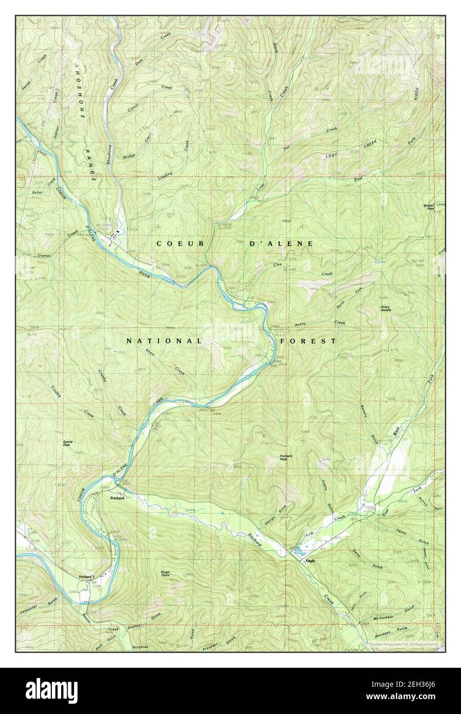 Prichard, Idaho, map 1985, 124000, United States of America by