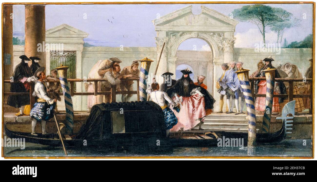 Giovanni Domenico Tiepolo, The Departure of the Gondola, painting, 1760-1769 Stock Photo