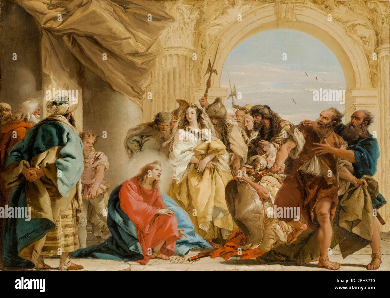 Christ and the Woman Taken in Adultery, painting by Giovanni Domenico Tiepolo after Giovanni Battista Tiepolo, 1752 Stock Photo