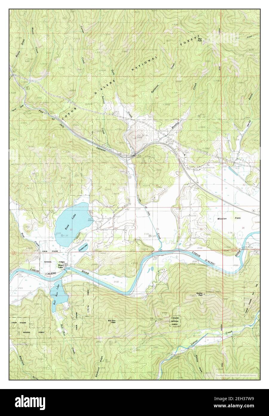 Rose Lake, Idaho, map 1985, 124000, United States of America by