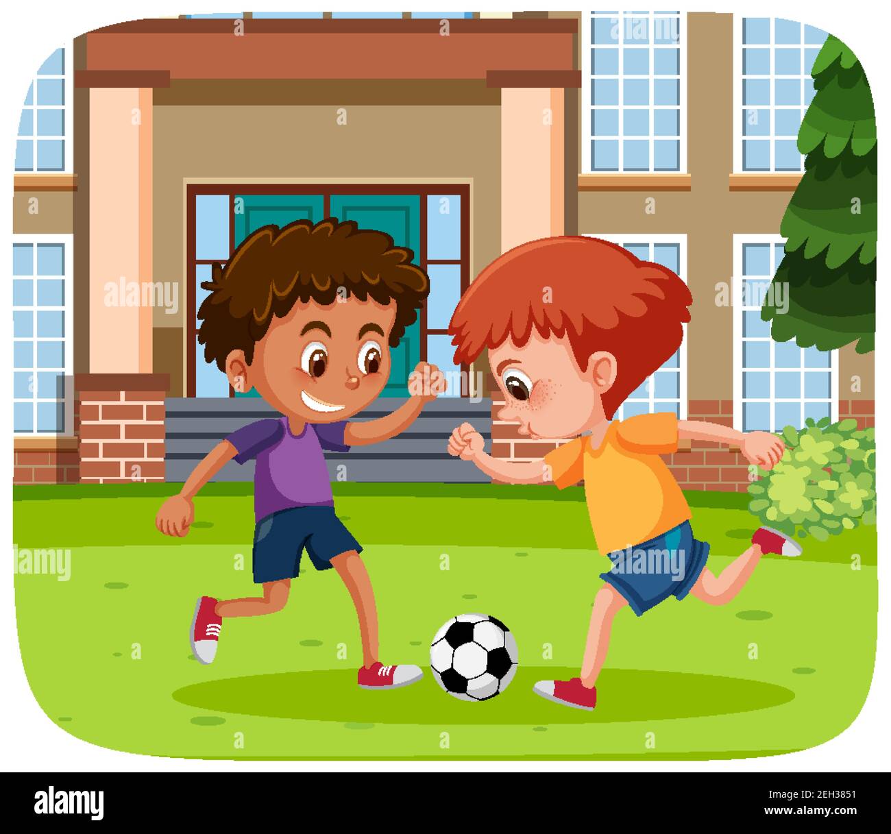 Happy kids playing outdoor background illustration Stock Vector Image ...