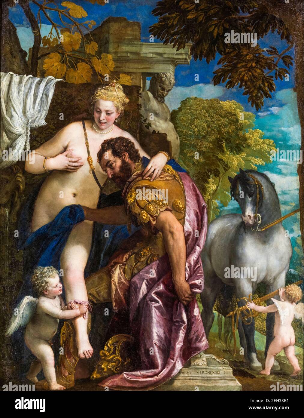 Mars and Venus United by Love, painting by Paolo Veronese, 1570-1579 Stock Photo