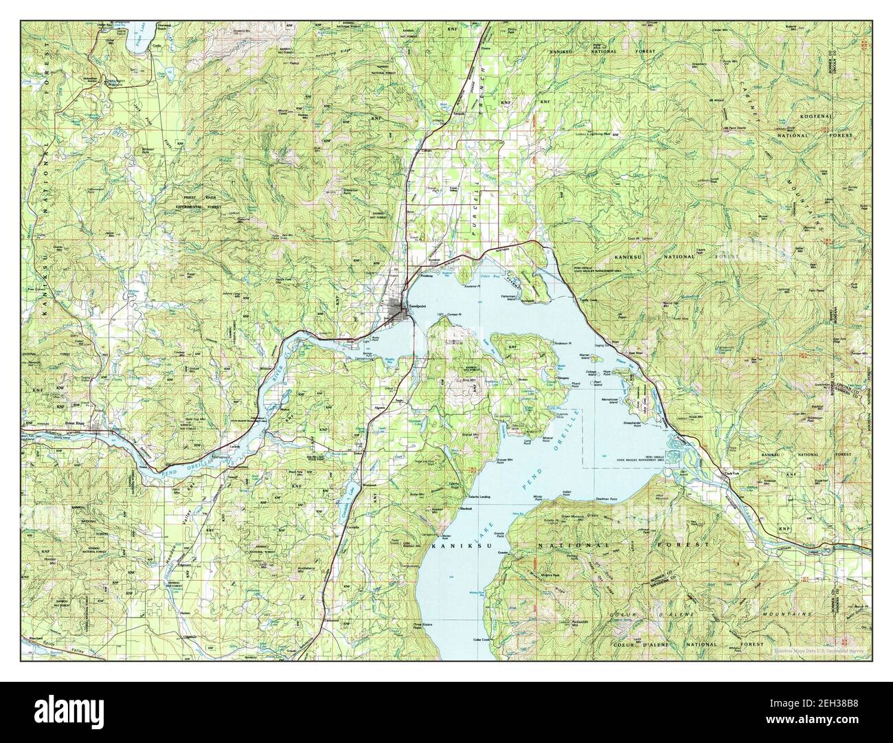 Sandpoint, Idaho, map 1984, 1100000, United States of America by