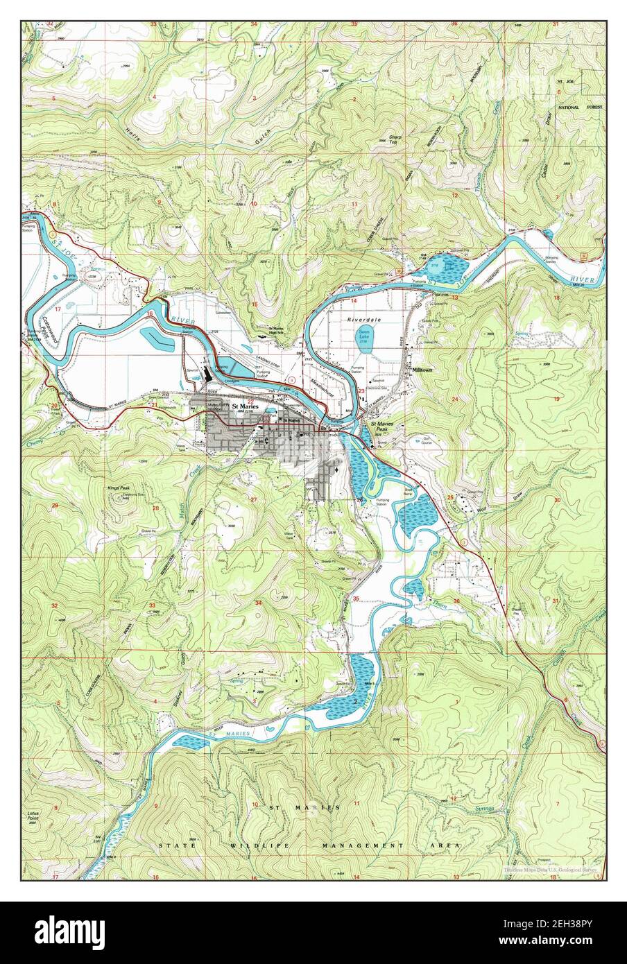 St Maries, Idaho, map 1995, 124000, United States of America by