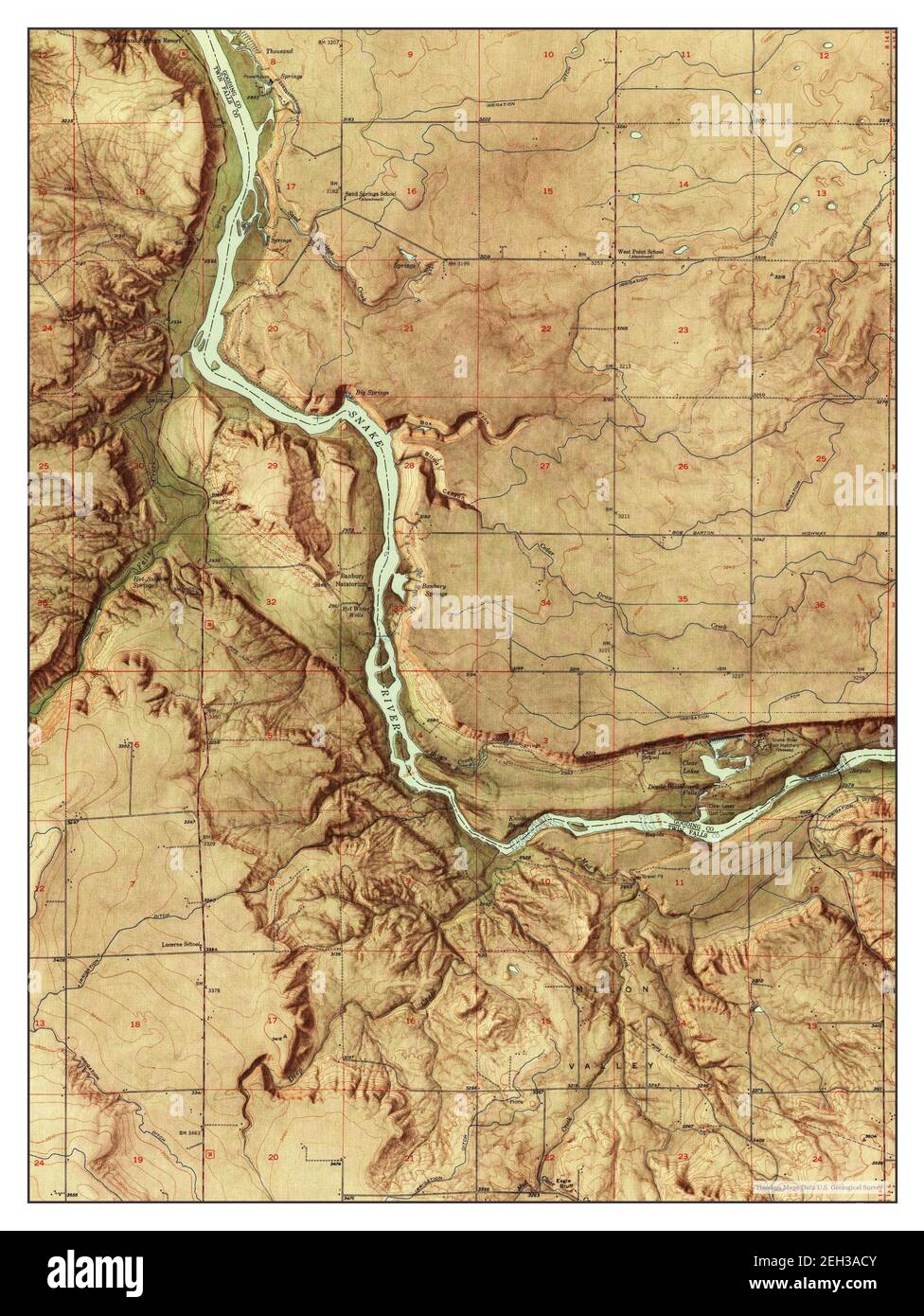 Thousand Springs, Idaho, map 1954, 124000, United States of America by Timeless Maps, data U.S