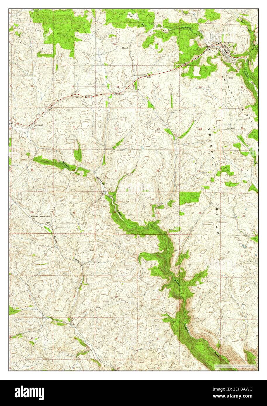 Troy, Idaho, map 1960, 1:24000, United States of America by Timeless Maps, data U.S. Geological Survey Stock Photo
