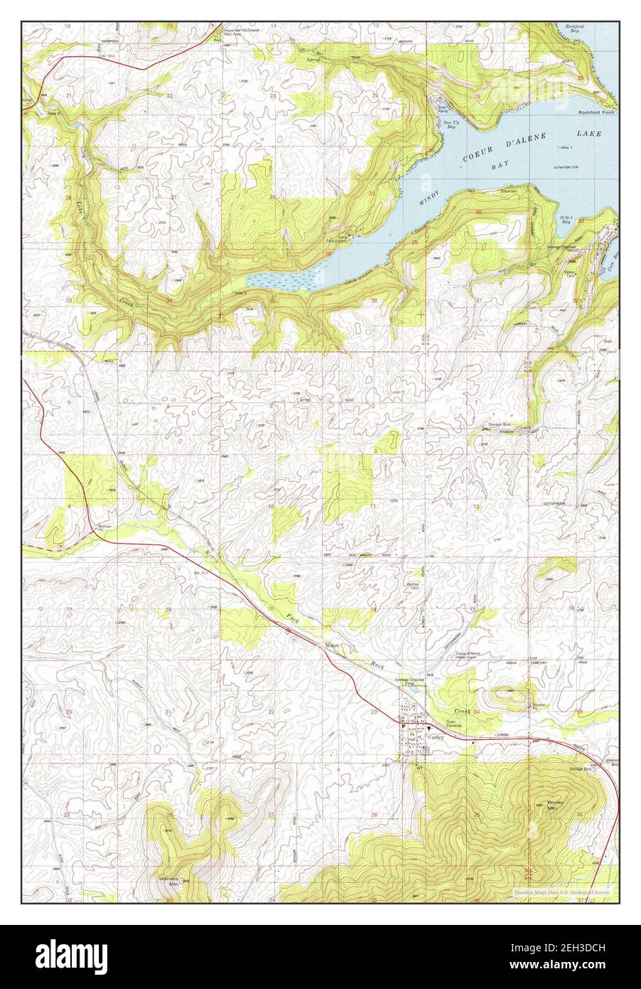 Worley, Idaho, map 1981, 124000, United States of America by Timeless