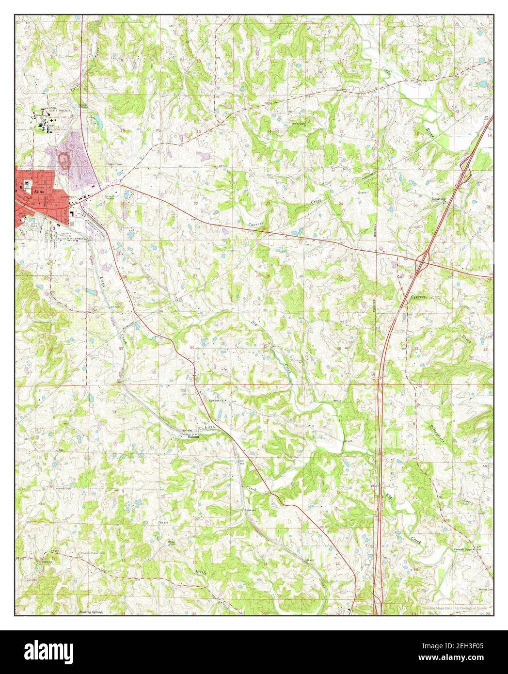 Anna, Illinois, map 1966, 124000, United States of America by Timeless