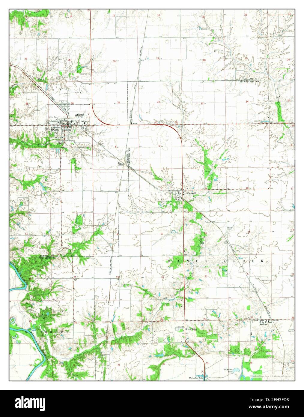 Athens, Illinois, map 1966, 124000, United States of America by