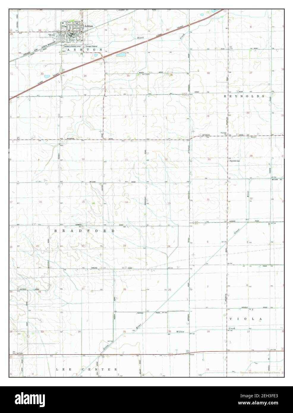 Ashton, Illinois, map 1975, 124000, United States of America by