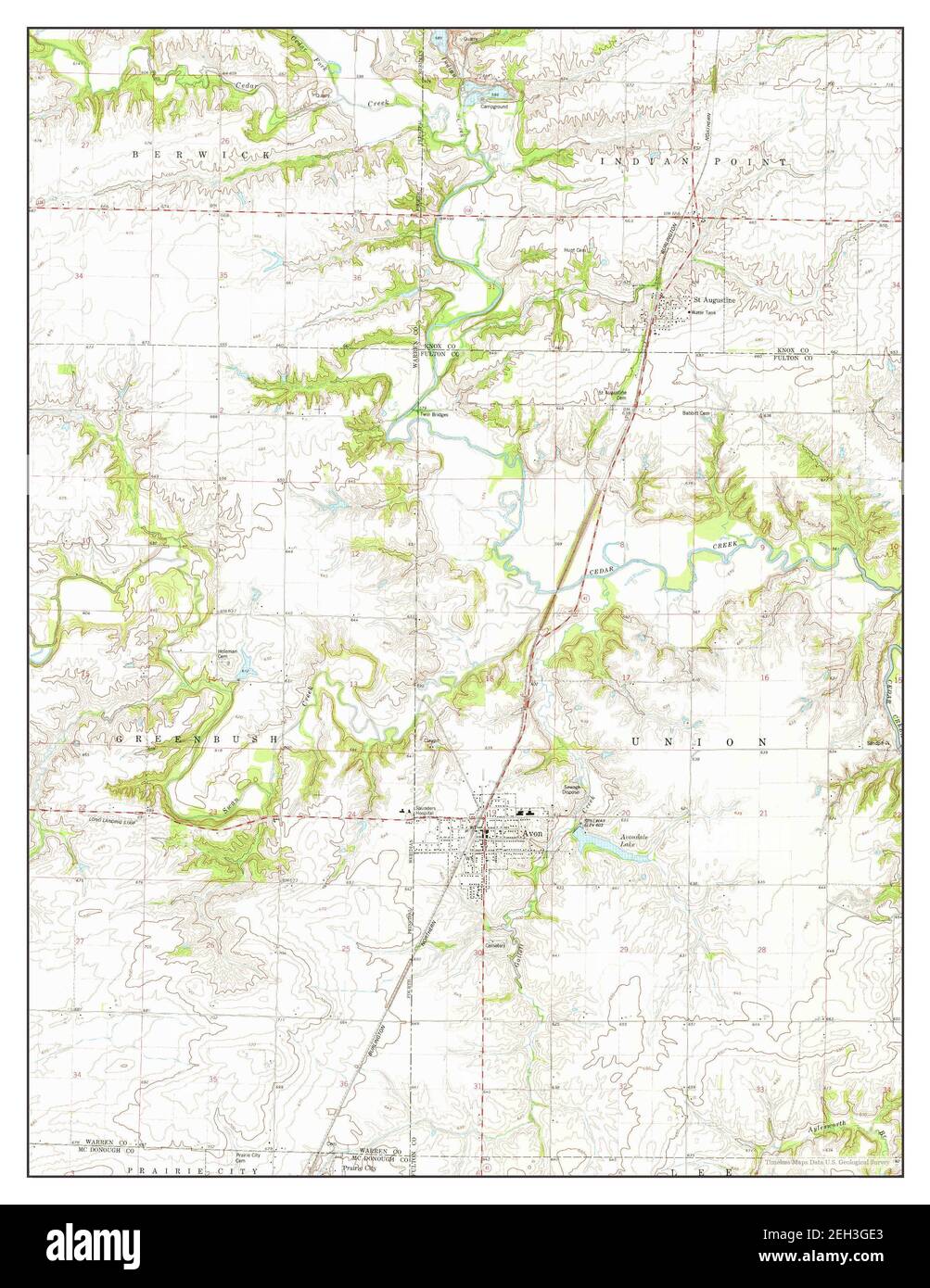 Avon, Illinois, map 1974, 124000, United States of America by Timeless