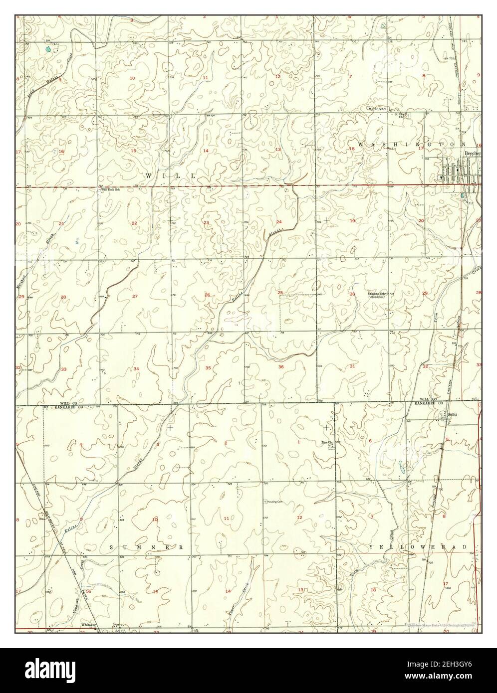 Beecher West, Illinois, map 1953, 124000, United States of America by