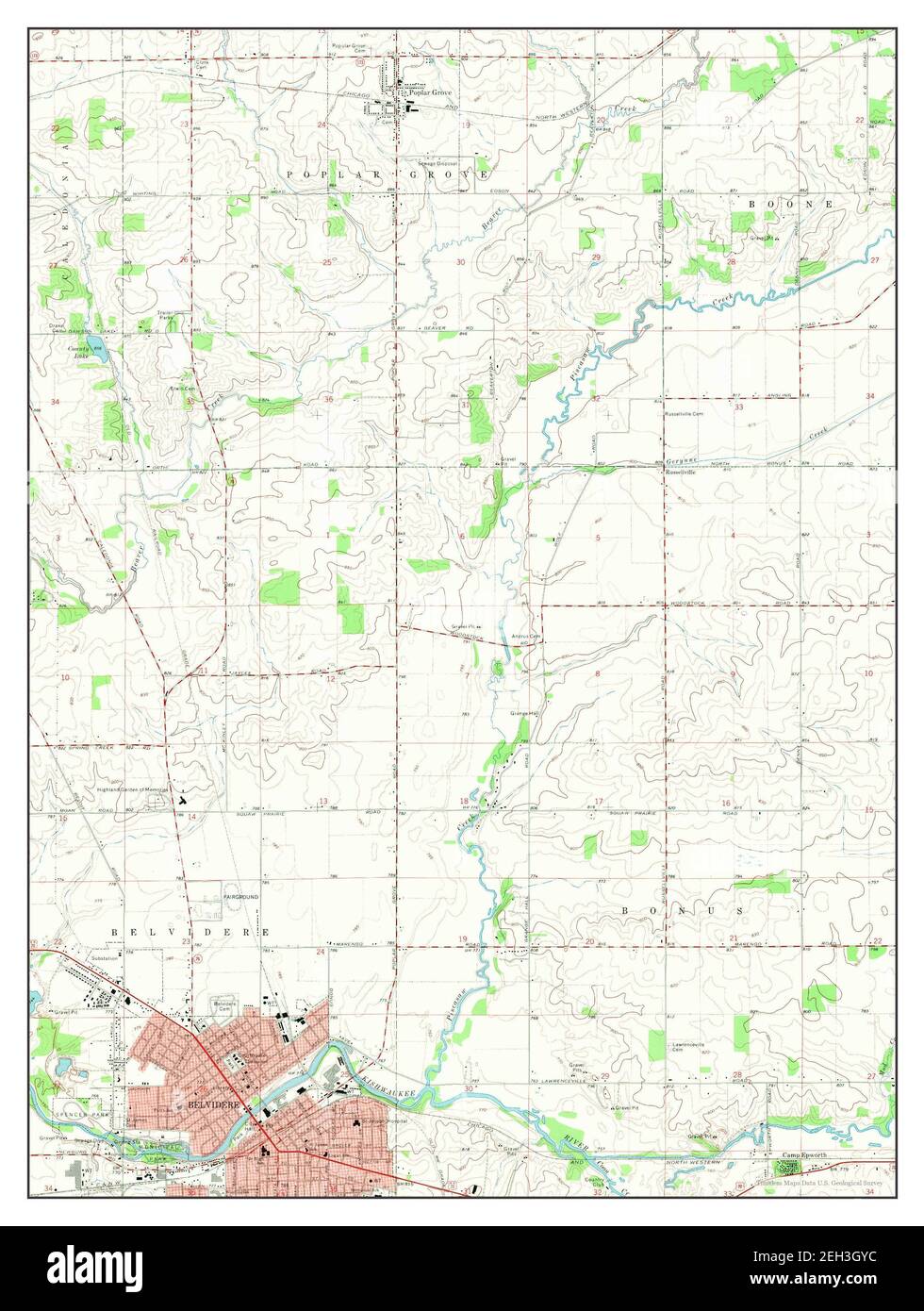 Belvidere North, Illinois, map 1970, 124000, United States of America