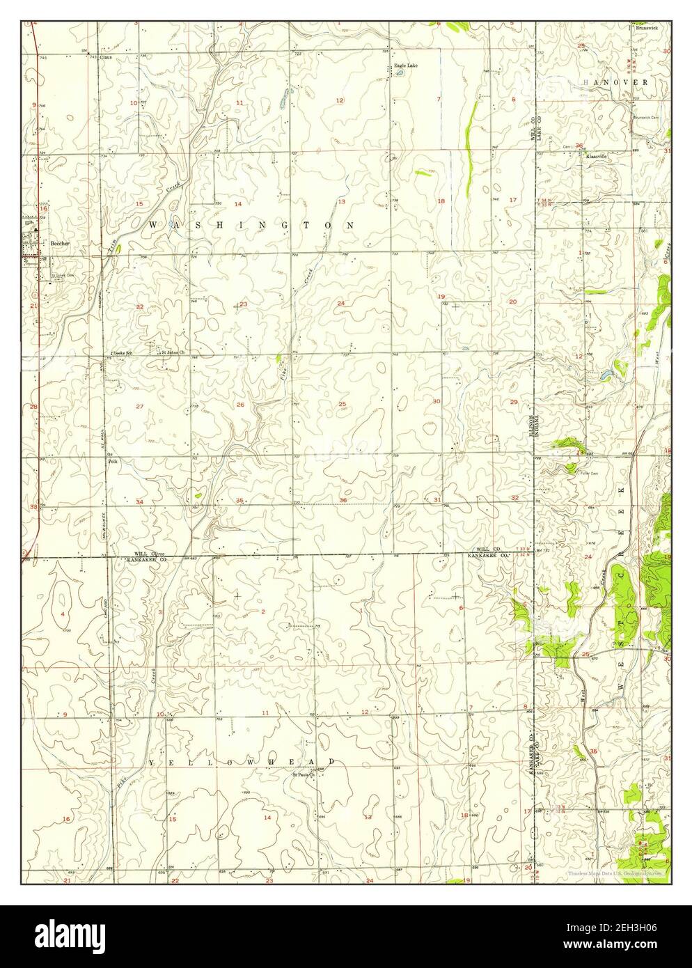 Beecher East, Illinois, map 1953, 124000, United States of America by