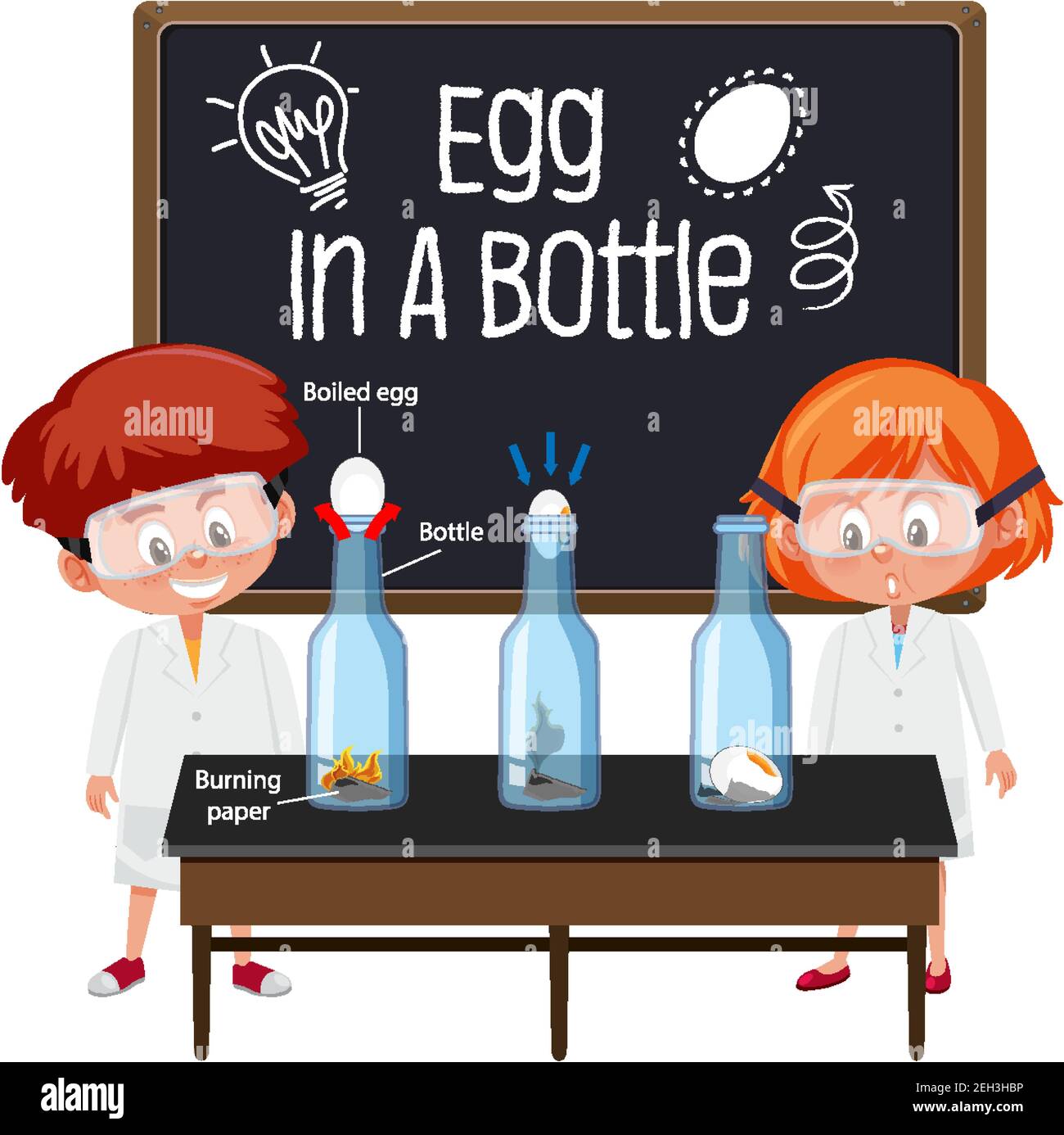 Young scientist explaining science experiment with egg float test ...