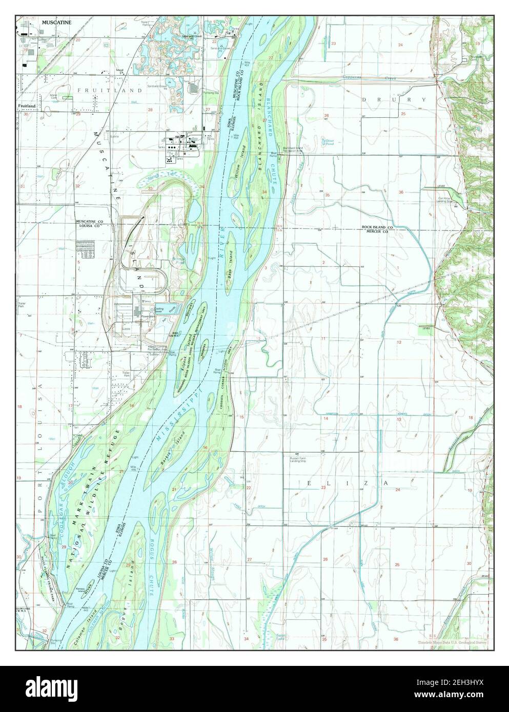Blanchard Island, Illinois, map 1991, 124000, United States of America