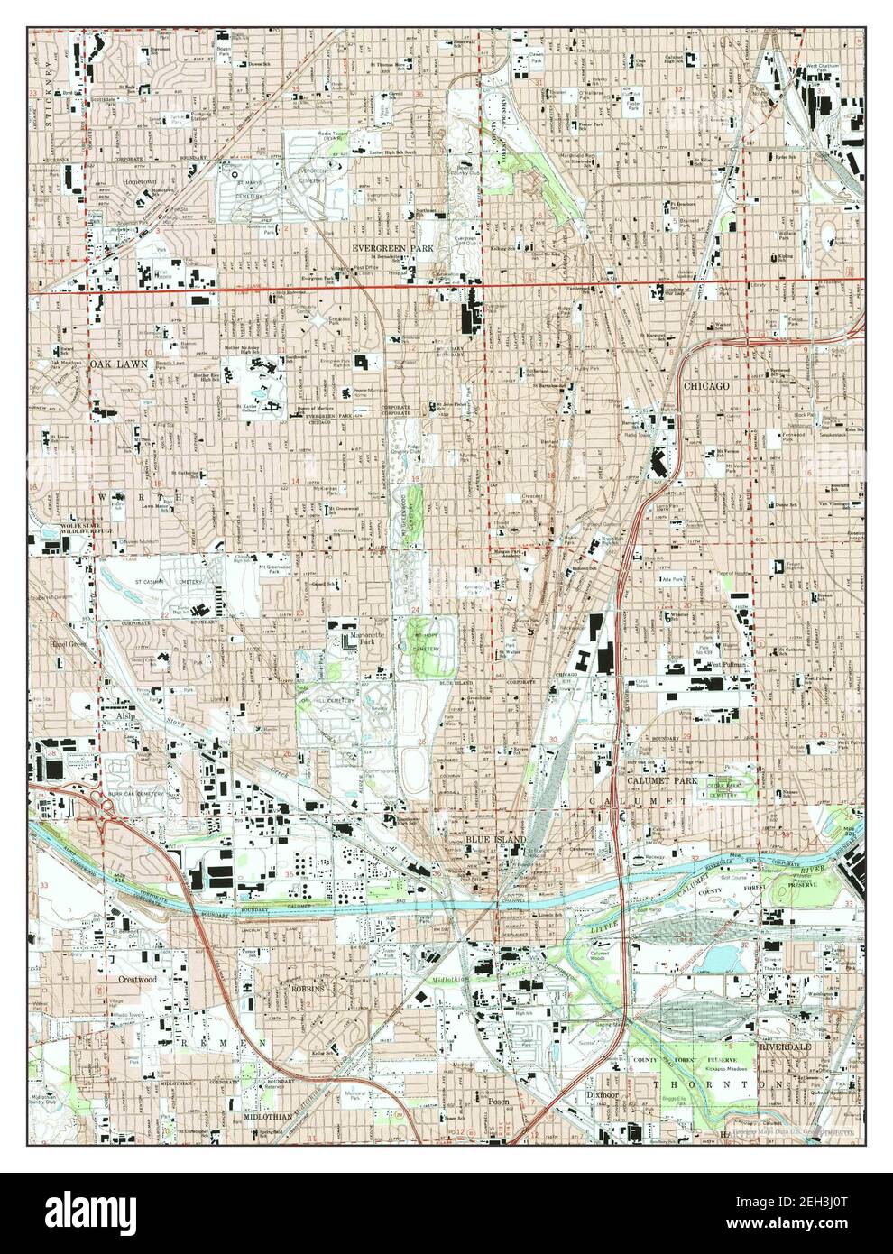 Blue Island, Illinois, map 1993, 124000, United States of America by