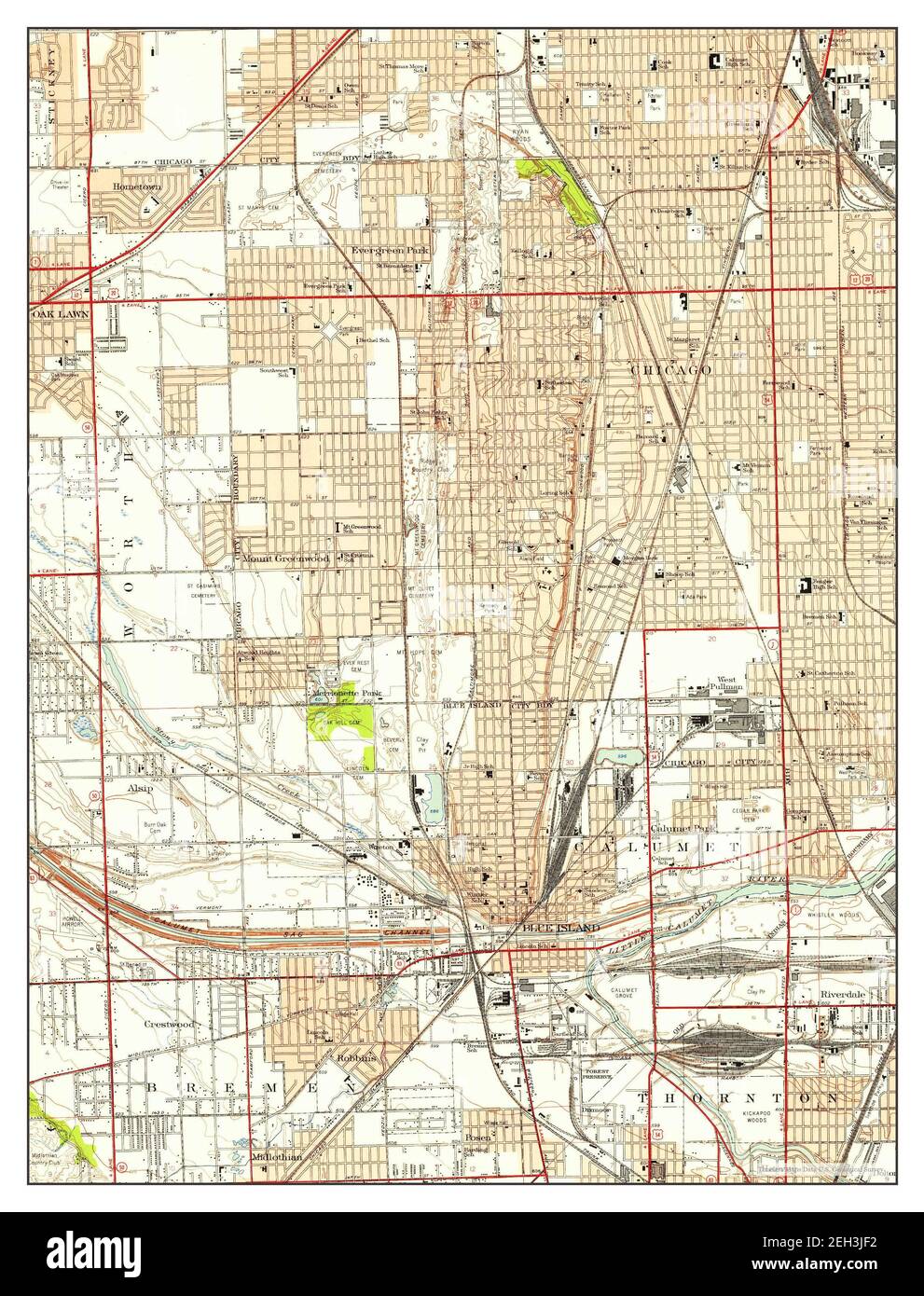 Blue Island Illinois Map Blue Island, Illinois, Map 1953, 1:24000, United States Of America By  Timeless Maps, Data U.s. Geological Survey Stock Photo - Alamy