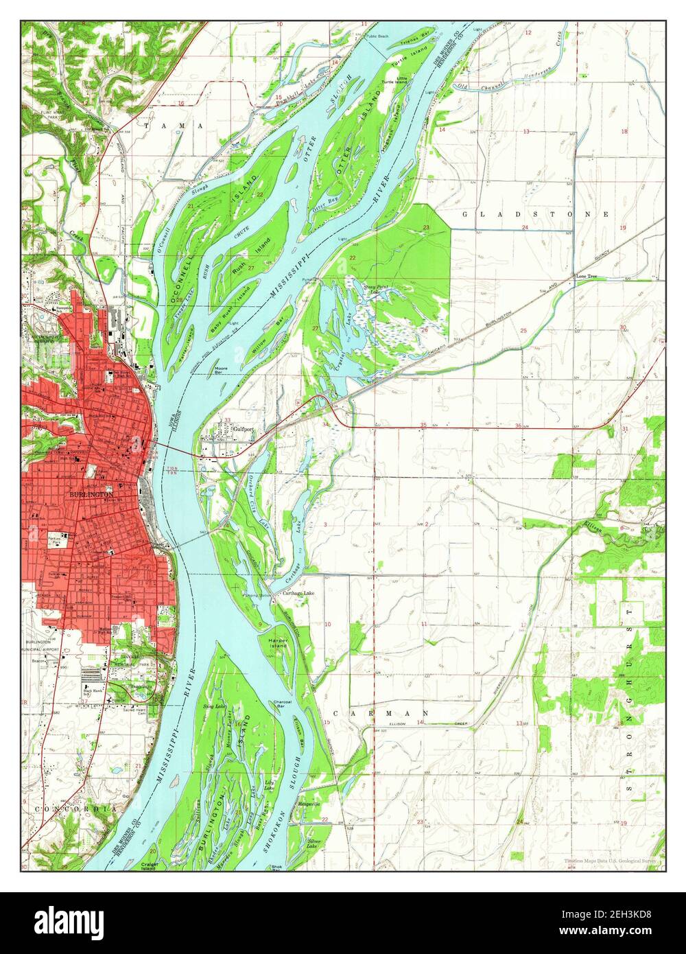 Burlington, Illinois, map 1964, 124000, United States of America by Timeless Maps, data U.S