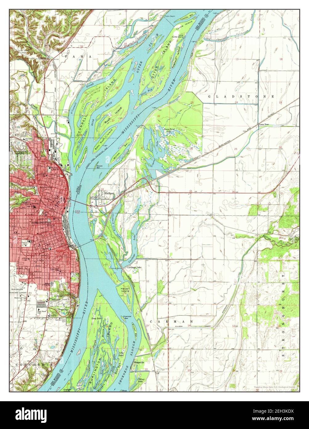 Burlington, Illinois, map 1964, 124000, United States of America by Timeless Maps, data U.S