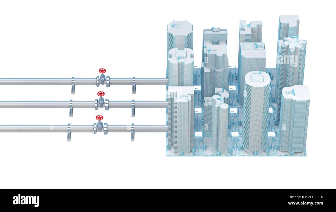 3d rendering building pipes Cut Out Stock Images & Pictures - Alamy